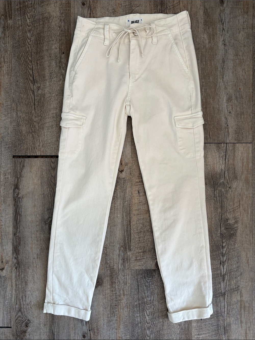 PAIGE Christy Cream Cargo Jogger Pants